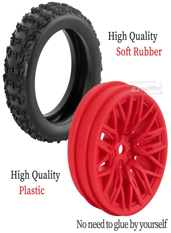 RCarmubWow RC Buggy Wheels and Tires for 1/18 Typhon Grom RC Crawler Car,RC Wheels and Tires Buggy Wheels & Rubber Tires Plastic Rim,4pcs,Red - Image 5